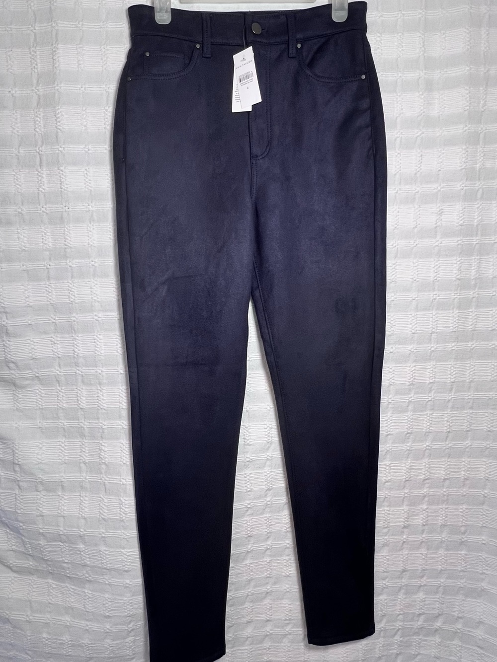 Ann Taylor Navy Faux-Suede Slim Pants